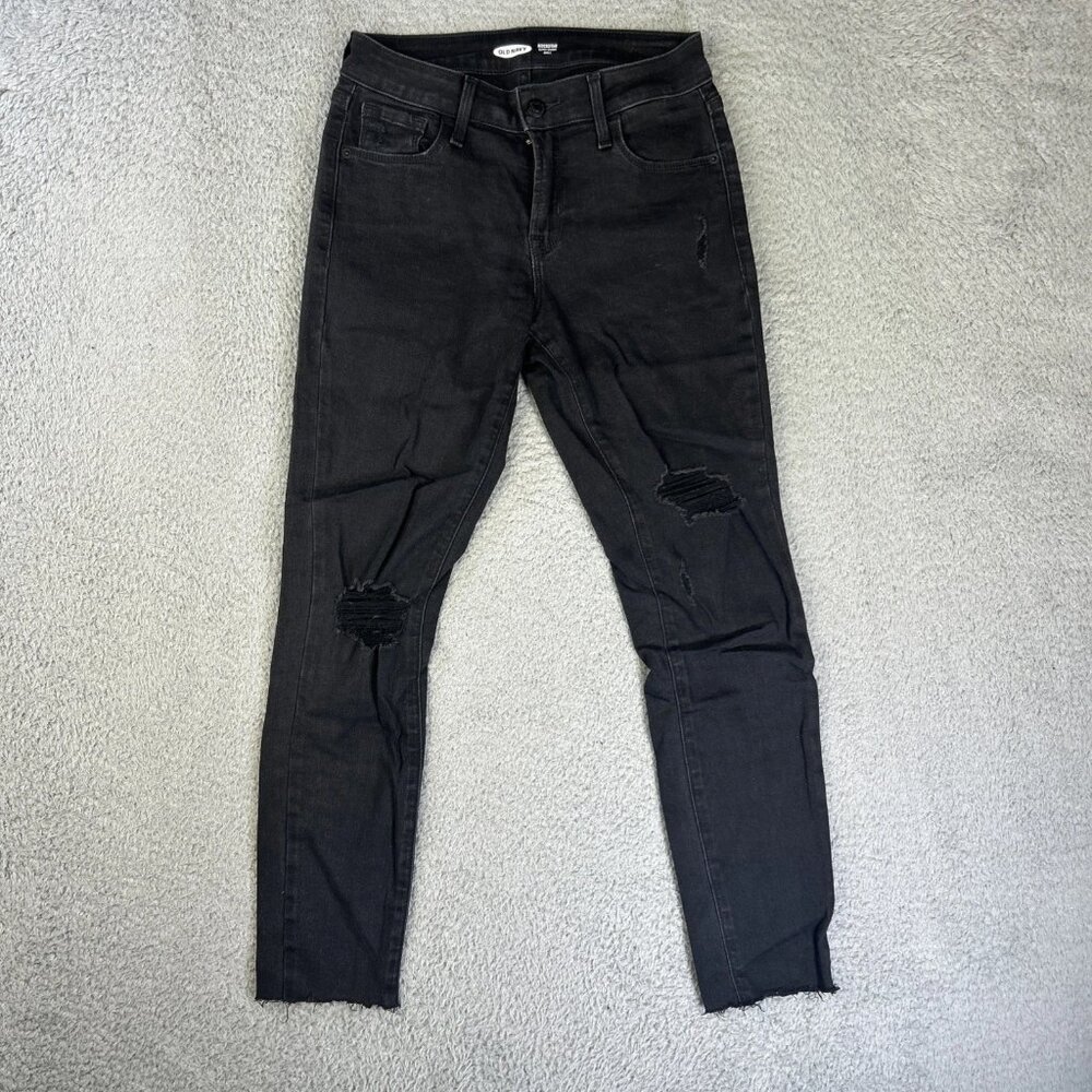Old Navy Lady Black Tight Ripped Jeans